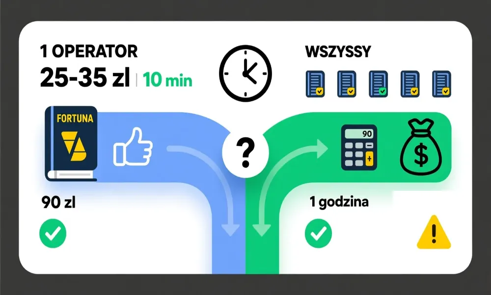 Strategia wyboru bukmachera - jeden operator czy wielu, por&oacute;wnanie bonus&oacute;w 90 złotych łącznie