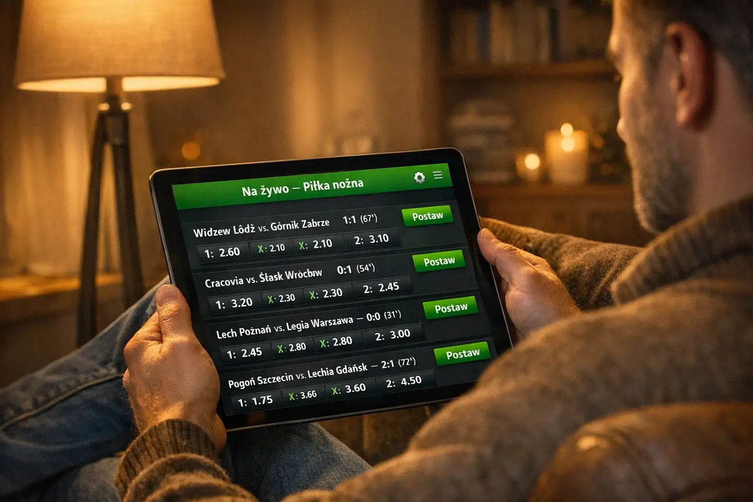 Interfejs platformy Superbet z ofertą zakład&oacute;w